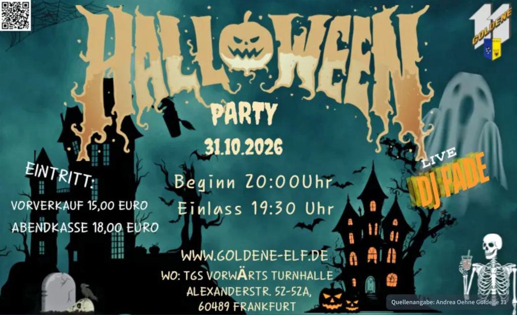 Es ist wieder soweit: Die Goldene Elf lädt zur großen HALLOWEEN PARTY 2026 ein! 